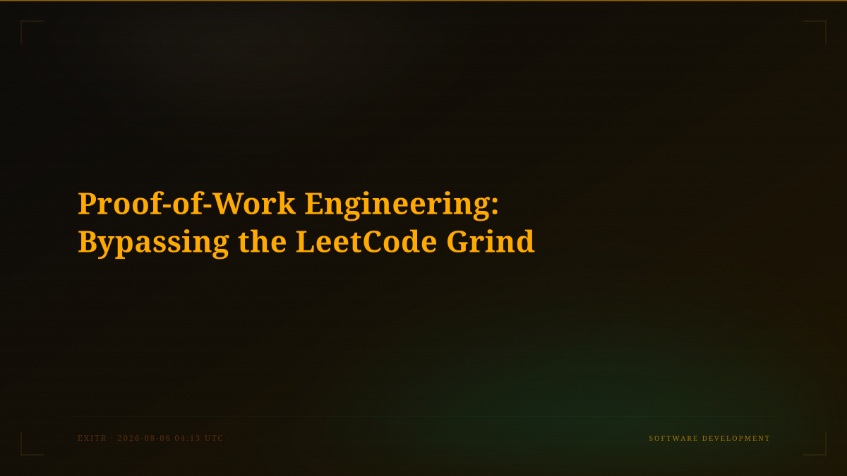 Proof-of-Work Engineering: Bypassing the LeetCode Grind