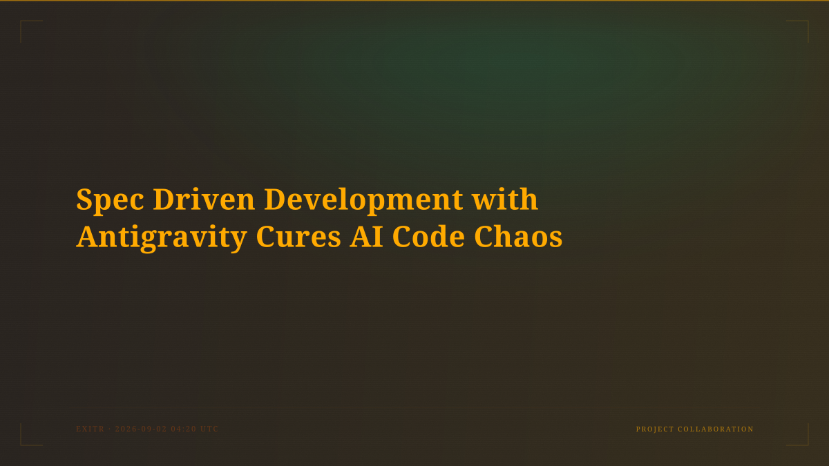 Spec Driven Development with Antigravity Cures AI Code Chaos
