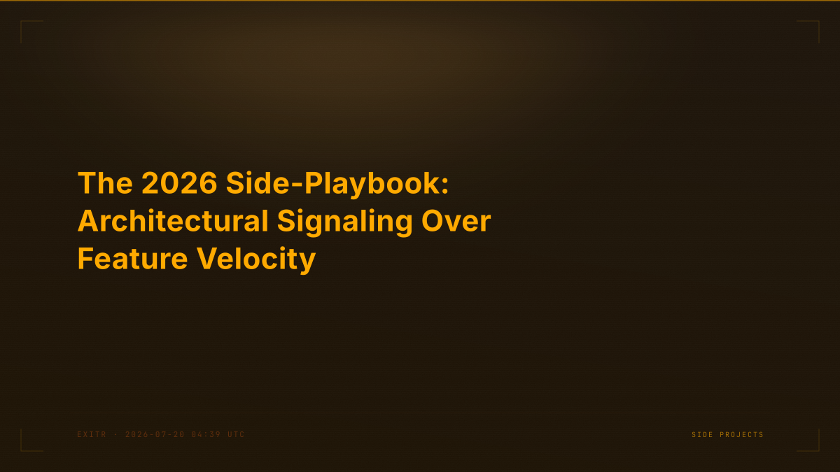 The 2026 Side-Playbook: Architectural Signaling Over Feature Velocity