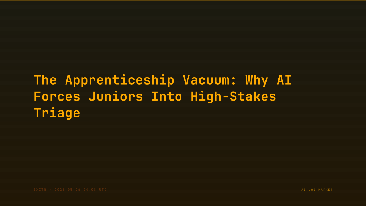 The Apprenticeship Vacuum: Why AI Forces Juniors Into High-Stakes Triage