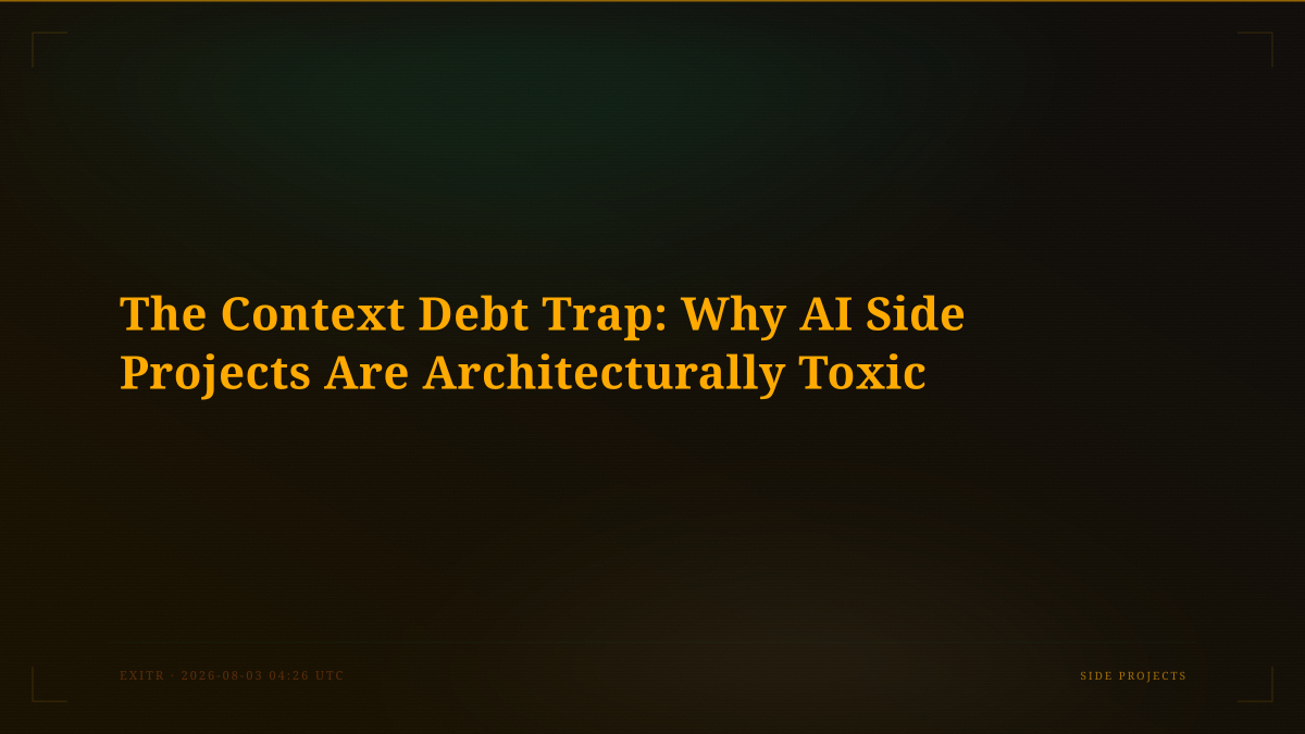The Context Debt Trap: Why AI Side Projects Are Architecturally Toxic