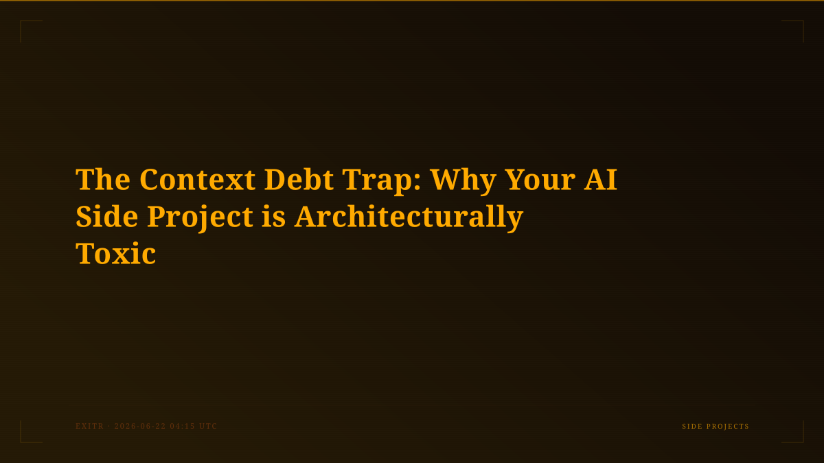 The Context Debt Trap: Why Your AI Side Project is Architecturally Toxic