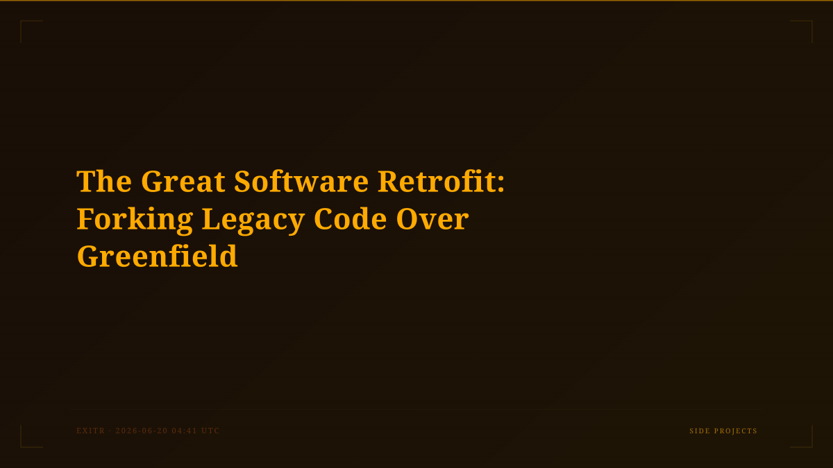 The Great Software Retrofit: Forking Legacy Code Over Greenfield