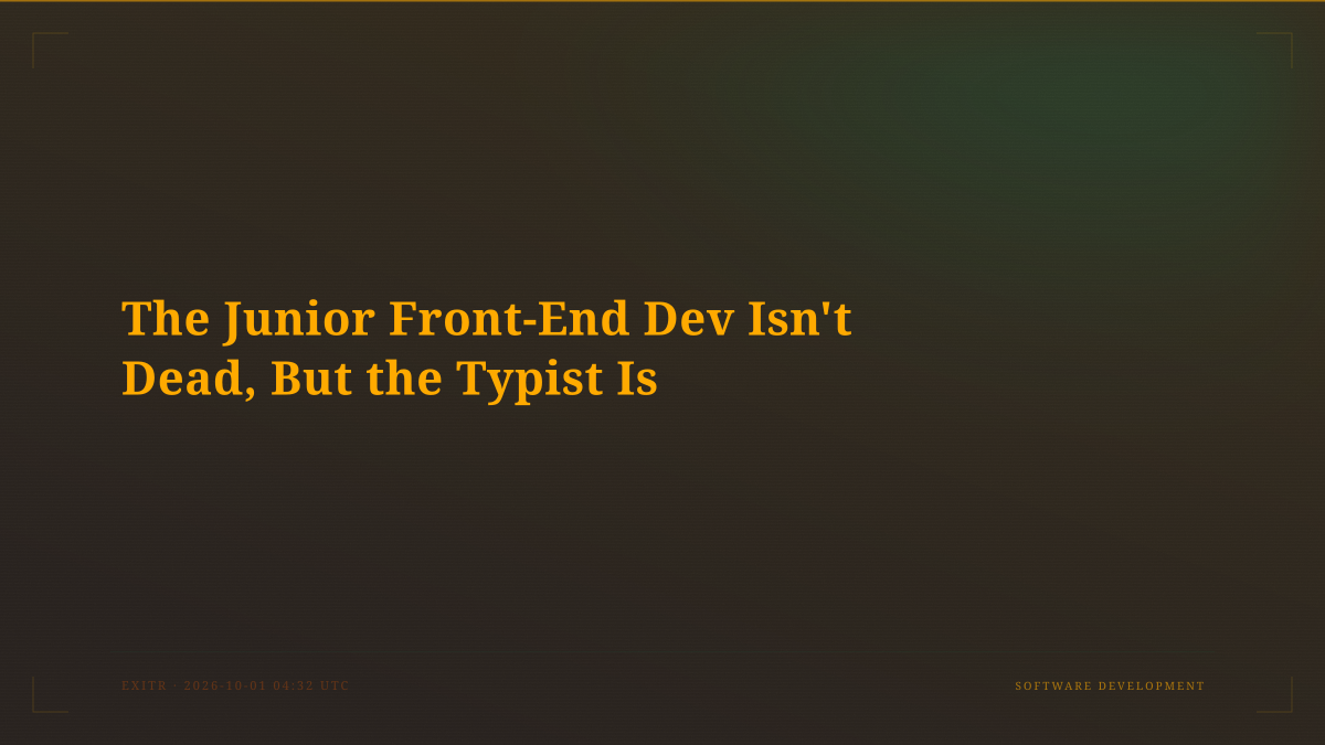 The Junior Front-End Dev Isn't Dead, But the Typist Is