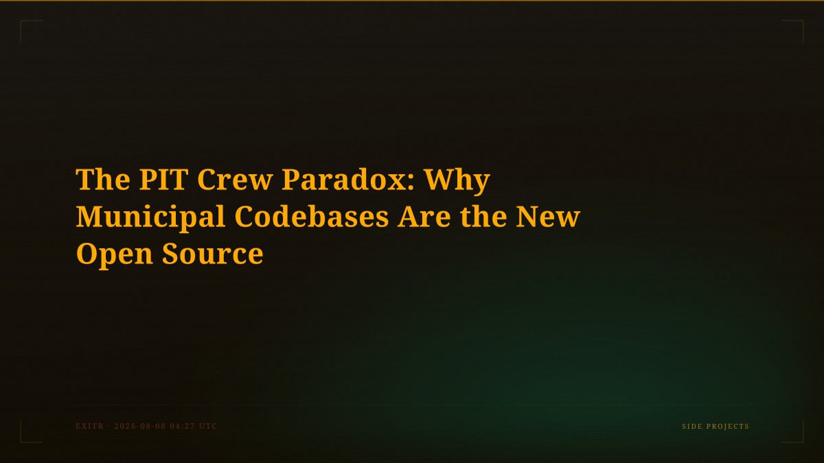 The PIT Crew Paradox: Why Municipal Codebases Are the New Open Source