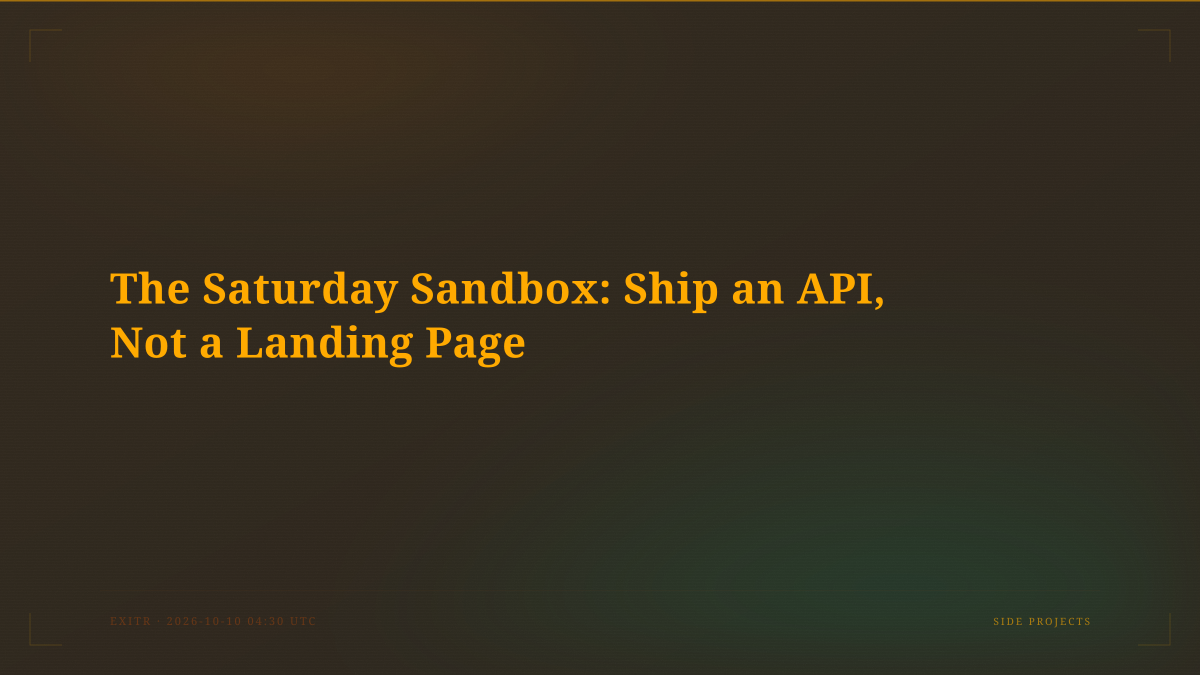 The Saturday Sandbox: Ship an API, Not a Landing Page