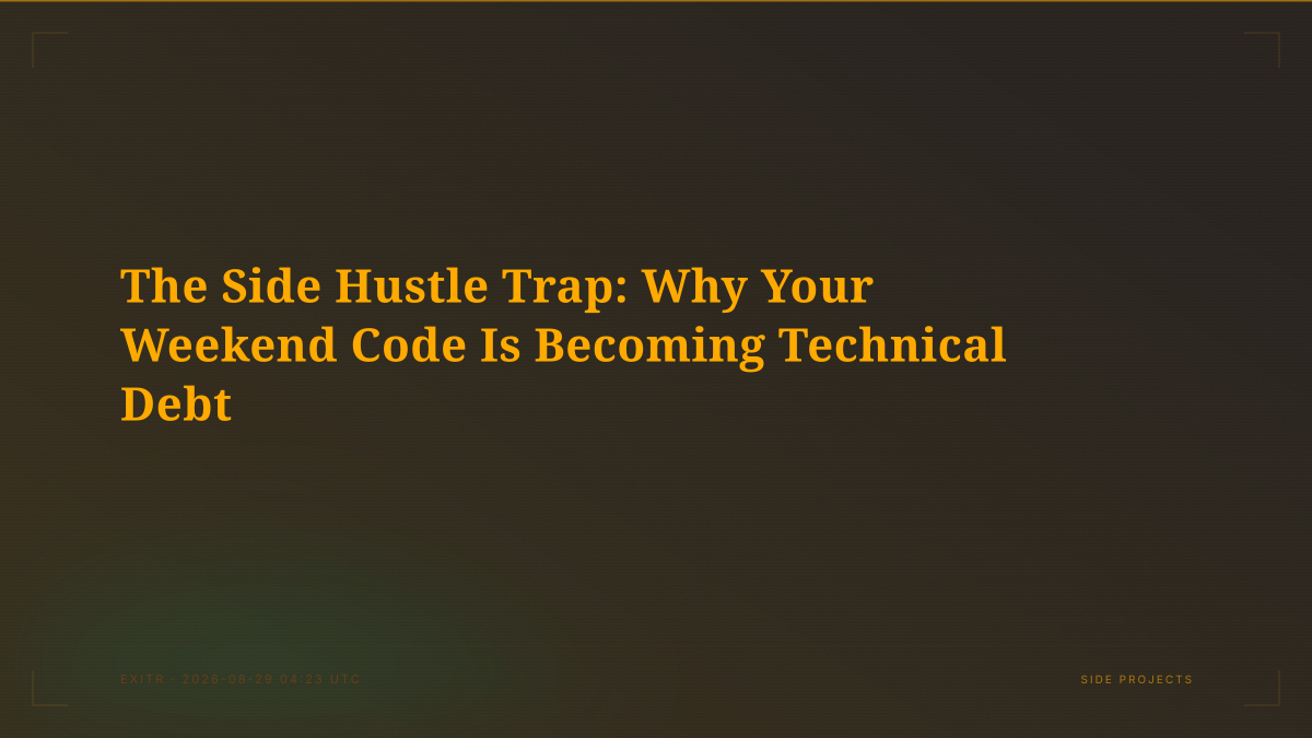 The Side Hustle Trap: Why Your Weekend Code Is Becoming Technical Debt