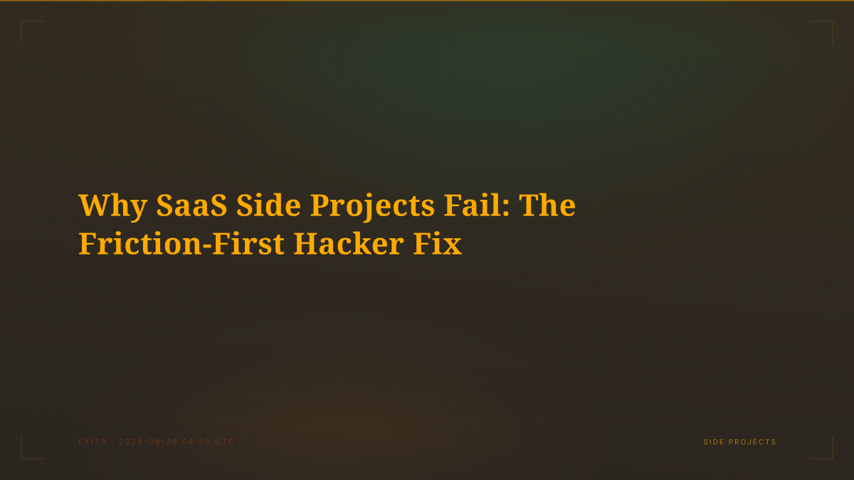 Why SaaS Side Projects Fail: The Friction-First Hacker Fix