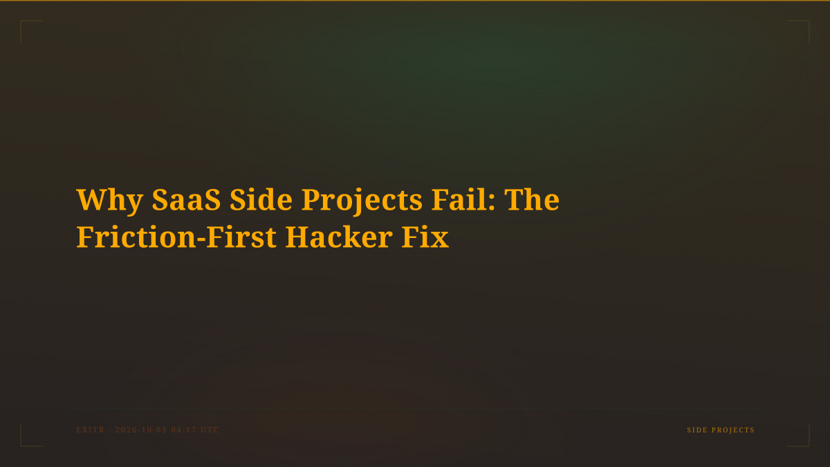 Why SaaS Side Projects Fail: The Friction-First Hacker Fix
