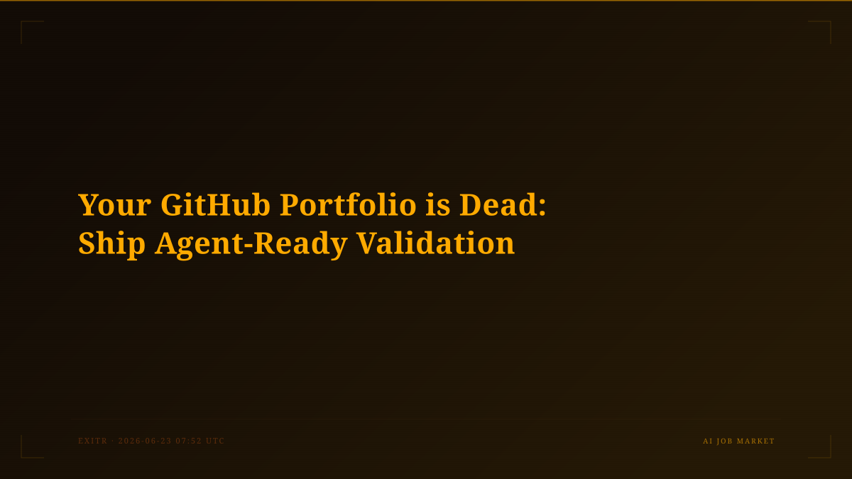 Your GitHub Portfolio is Dead: Ship Agent-Ready Validation