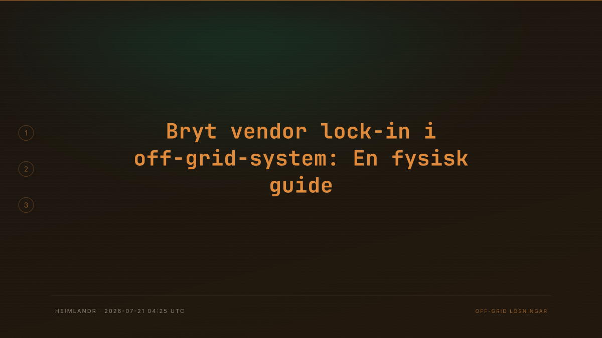 Bryt vendor lock-in i off-grid-system: En fysisk guide