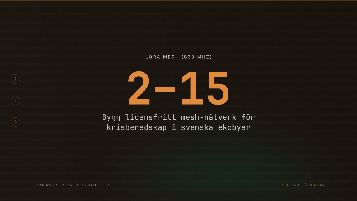 Bygg licensfritt mesh-nätverk för krisberedskap i svenska ekobyar