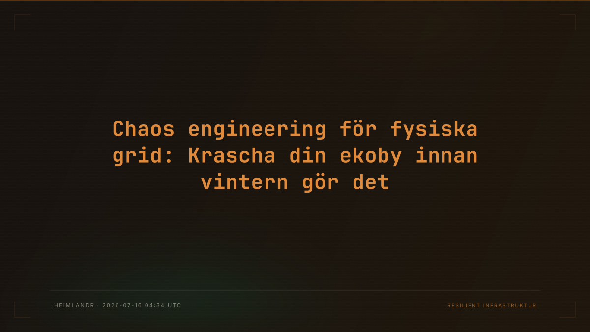 Chaos engineering för fysiska grid: Krascha din ekoby innan vintern gör det