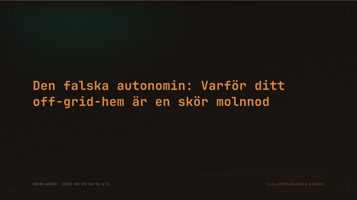 Den falska autonomin: Varför ditt off-grid-hem är en skör molnnod