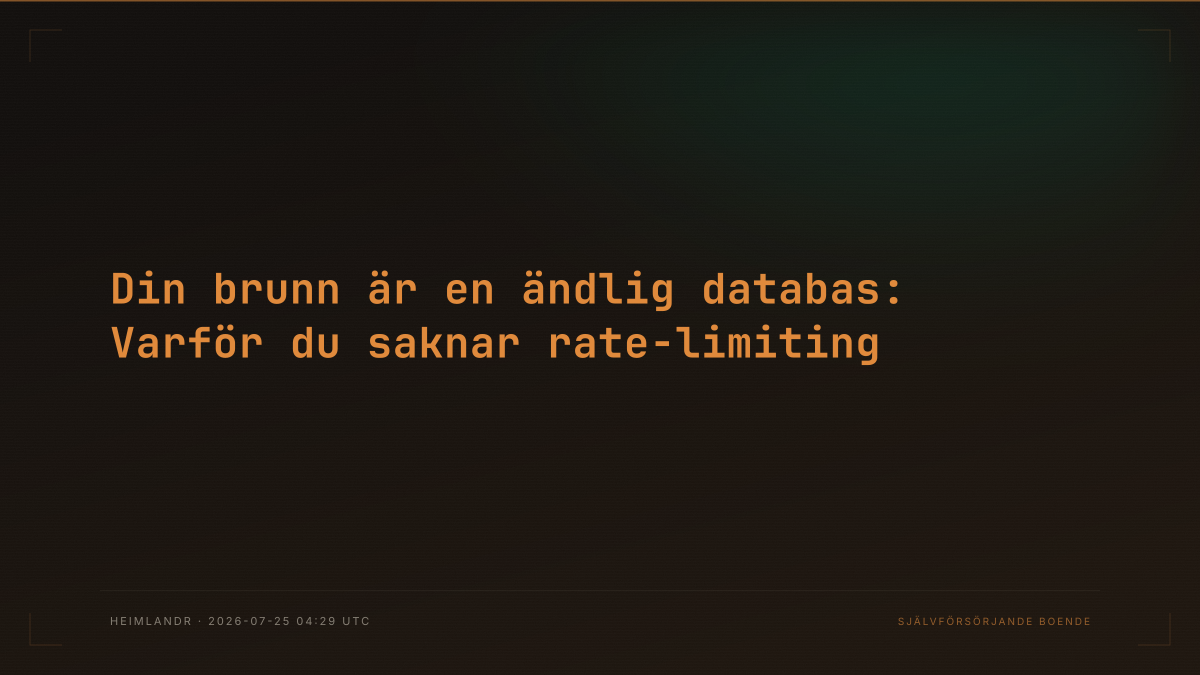 Din brunn är en ändlig databas: Varför du saknar rate-limiting