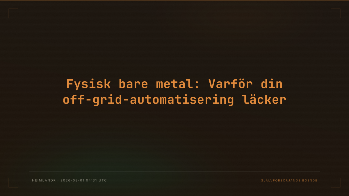Fysisk bare metal: Varför din off-grid-automatisering läcker
