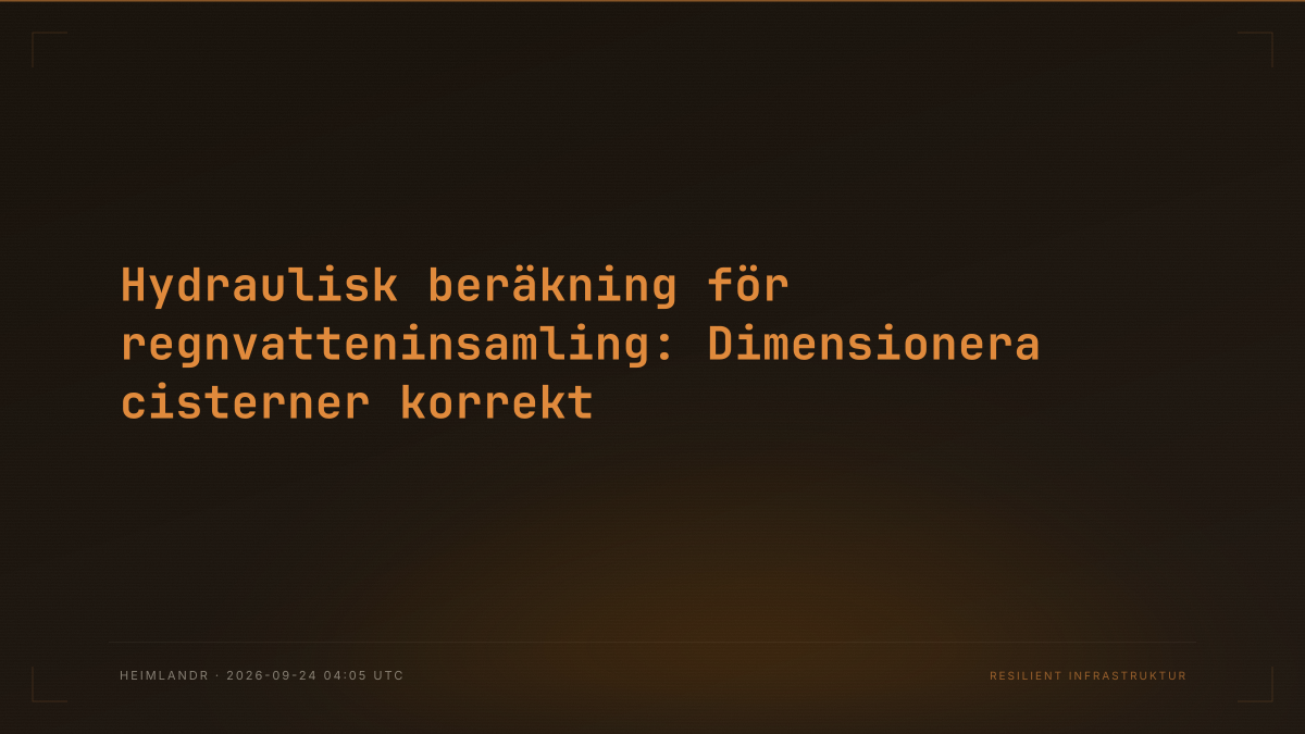 Hydraulisk beräkning för regnvatteninsamling: Dimensionera cisterner korrekt