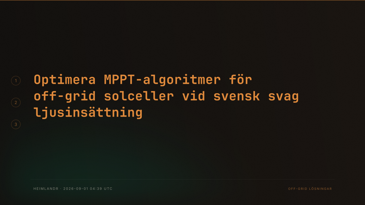 Optimera MPPT-algoritmer för off-grid solceller vid svensk svag ljusinsättning