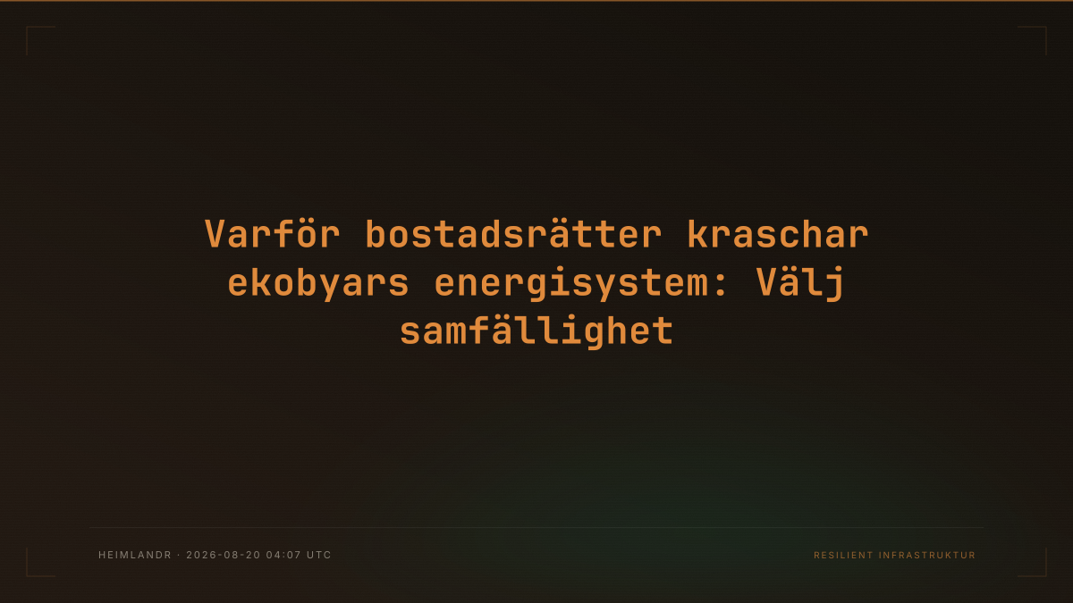 Varför bostadsrätter kraschar ekobyars energisystem: Välj samfällighet