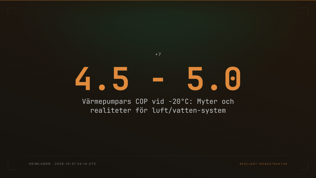 Värmepumpars COP vid -20°C: Myter och realiteter för luft/vatten-system