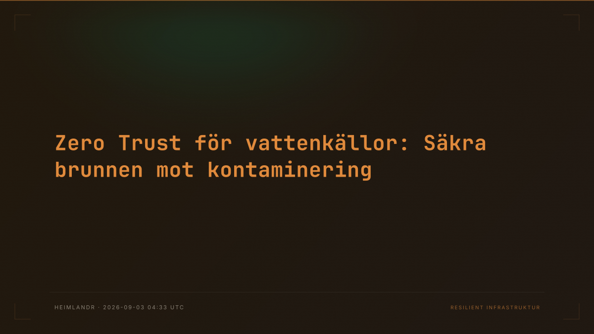 Zero Trust för vattenkällor: Säkra brunnen mot kontaminering