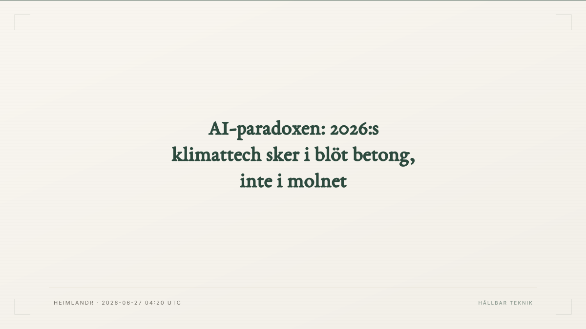 AI-paradoxen: 2026:s klimattech sker i blöt betong, inte i molnet