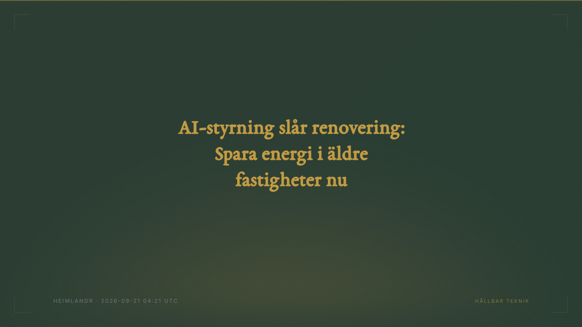 AI-styrning slår renovering: Spara energi i äldre fastigheter nu