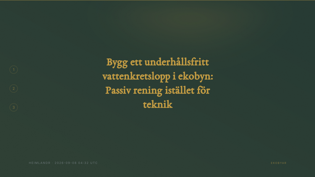 Bygg ett underhållsfritt vattenkretslopp i ekobyn: Passiv rening istället för teknik