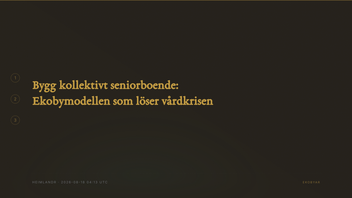 Bygg kollektivt seniorboende: Ekobymodellen som löser vårdkrisen