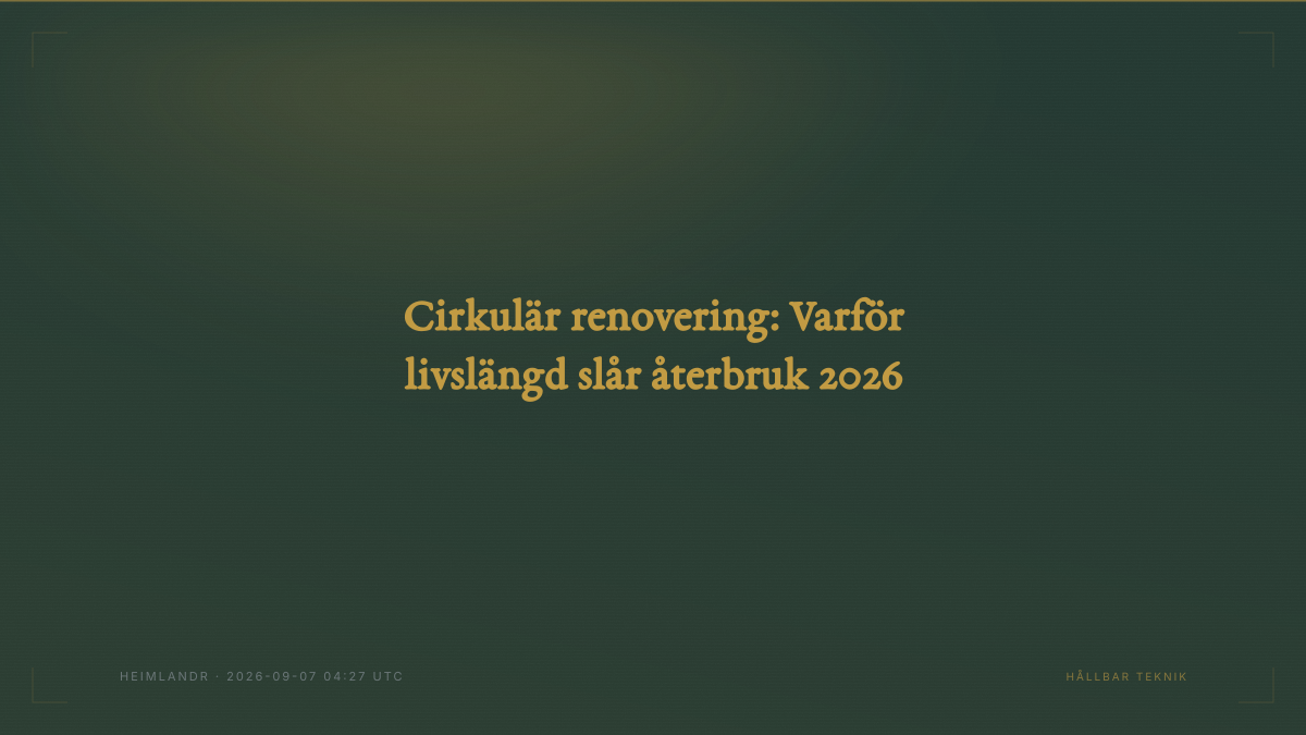 Cirkulär renovering: Varför livslängd slår återbruk 2026
