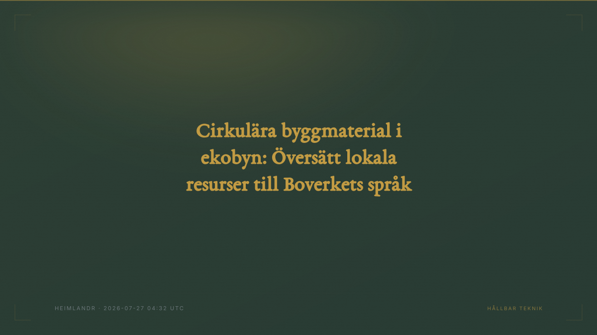 Cirkulära byggmaterial i ekobyn: Översätt lokala resurser till Boverkets språk