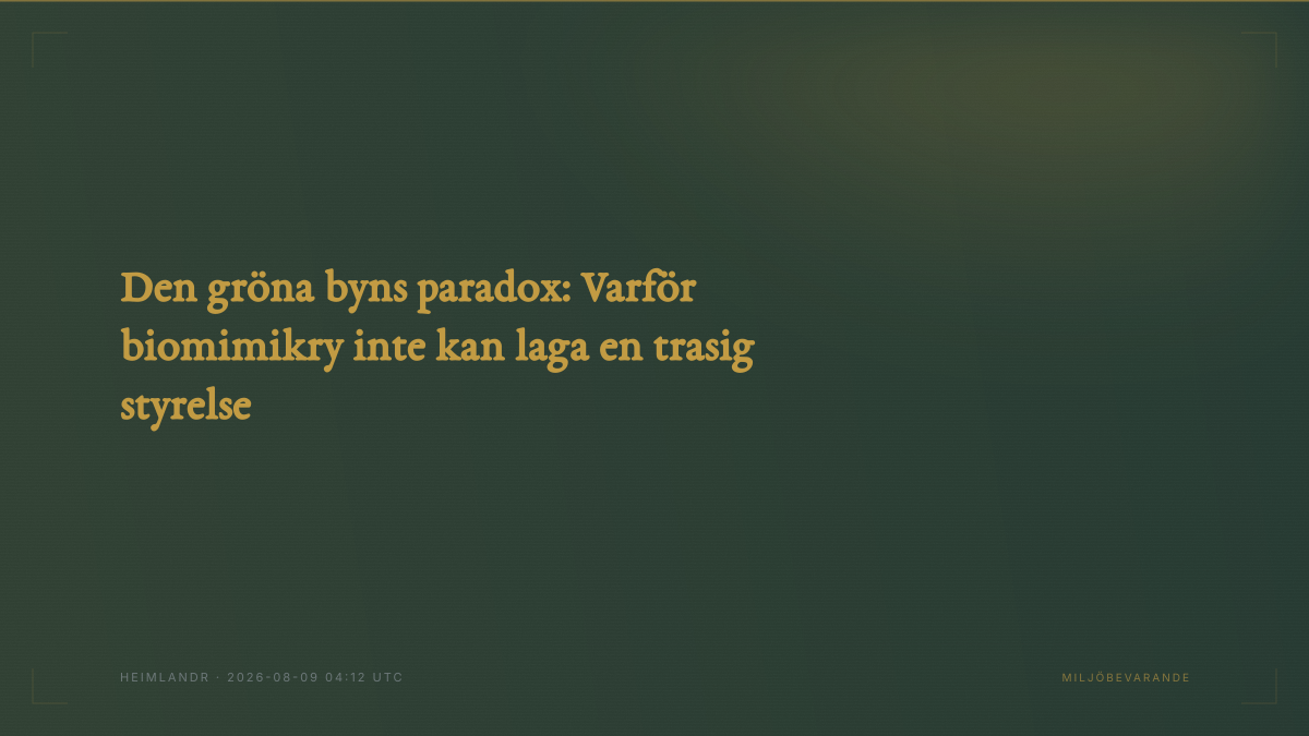 Den gröna byns paradox: Varför biomimikry inte kan laga en trasig styrelse