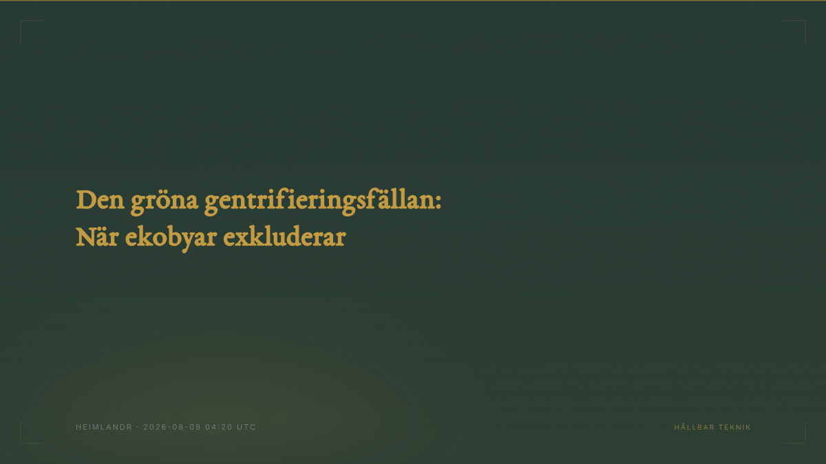 Den gröna gentrifieringsfällan: När ekobyar exkluderar