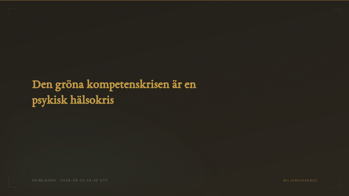 Den gröna kompetenskrisen är en psykisk hälsokris
