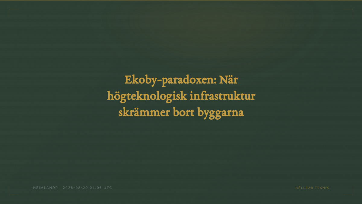 Ekoby-paradoxen: När högteknologisk infrastruktur skrämmer bort byggarna