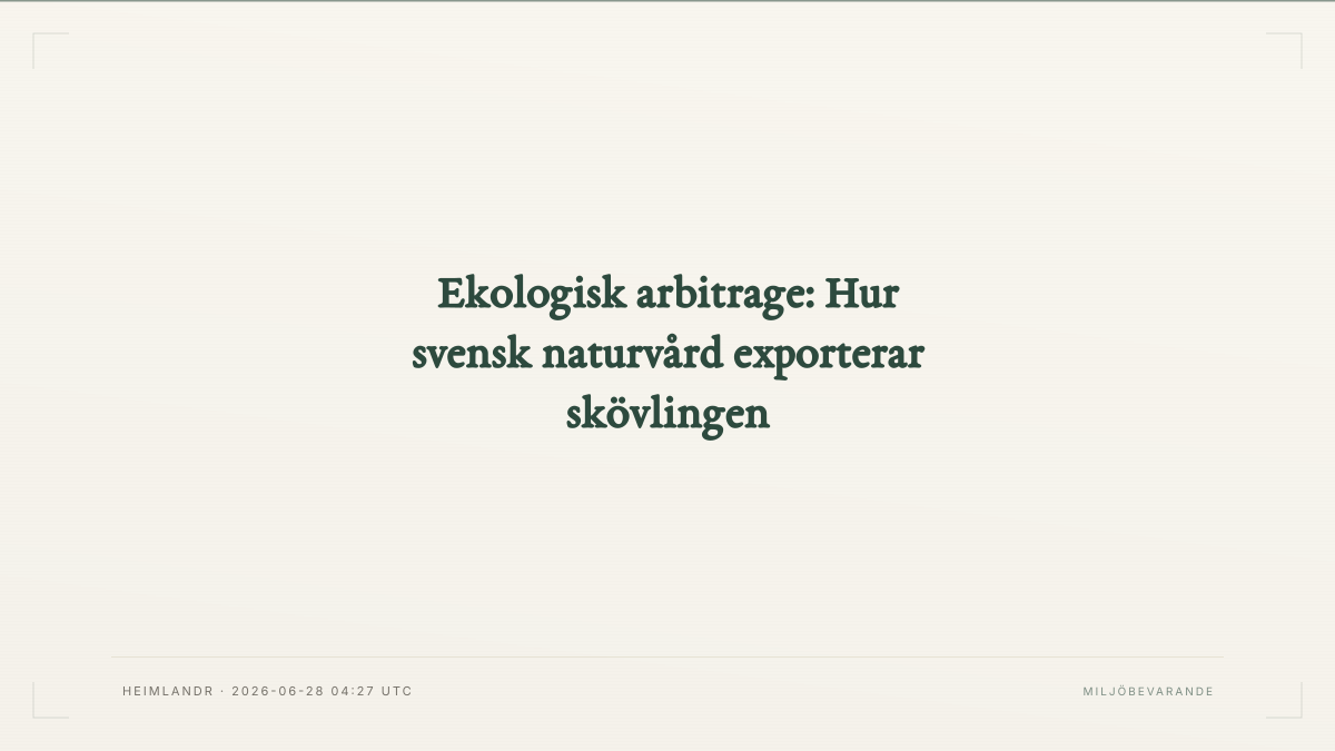 Ekologisk arbitrage: Hur svensk naturvård exporterar skövlingen