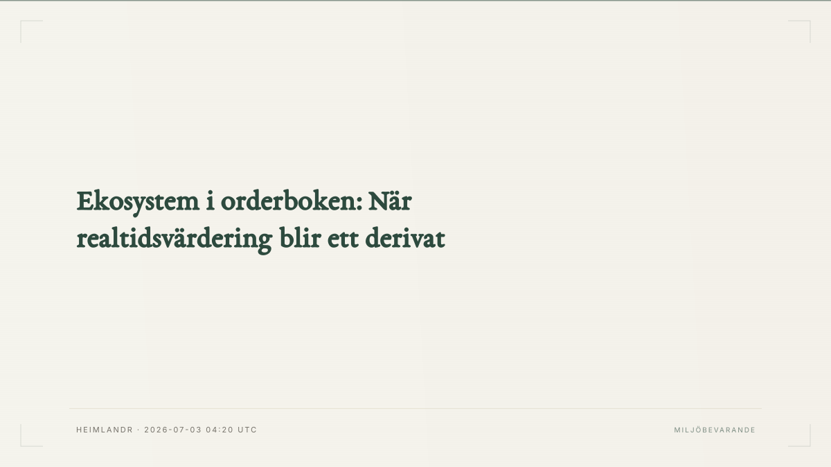 Ekosystem i orderboken: När realtidsvärdering blir ett derivat