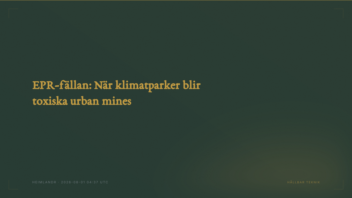 EPR-fällan: När klimatparker blir toxiska urban mines