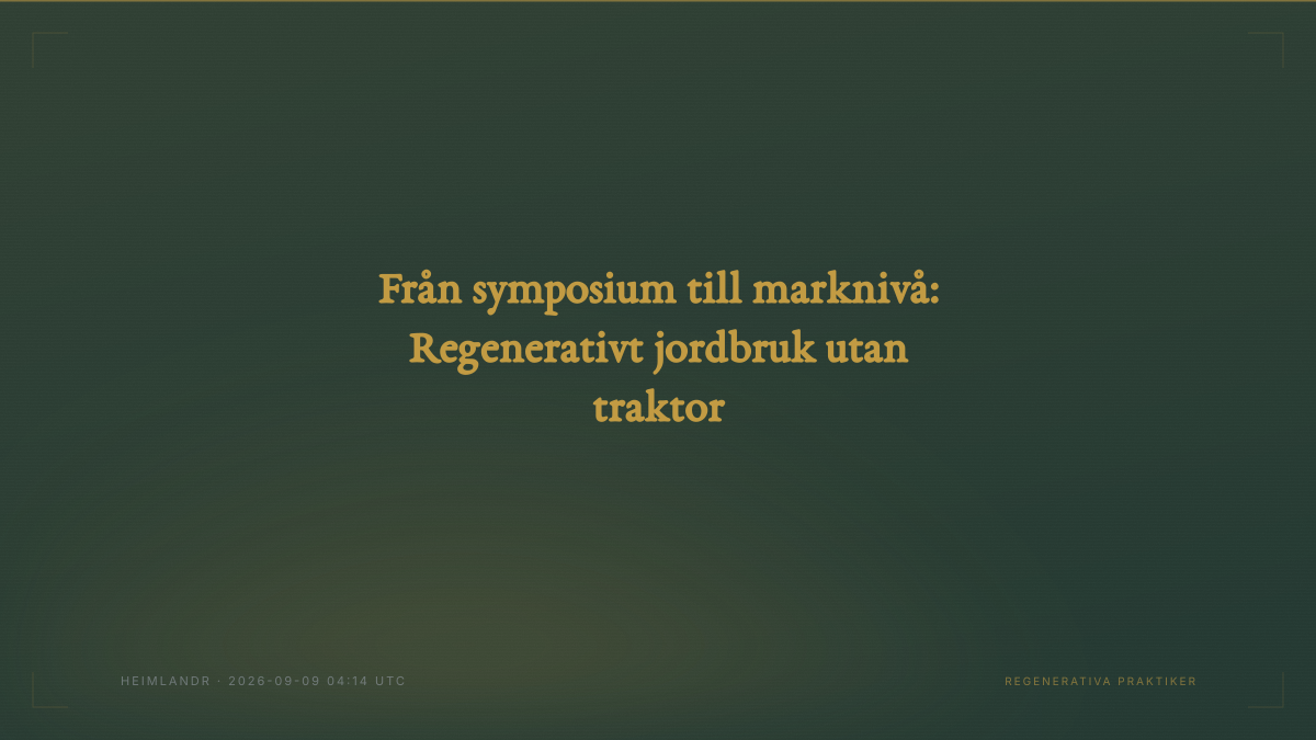 Från symposium till marknivå: Regenerativt jordbruk utan traktor