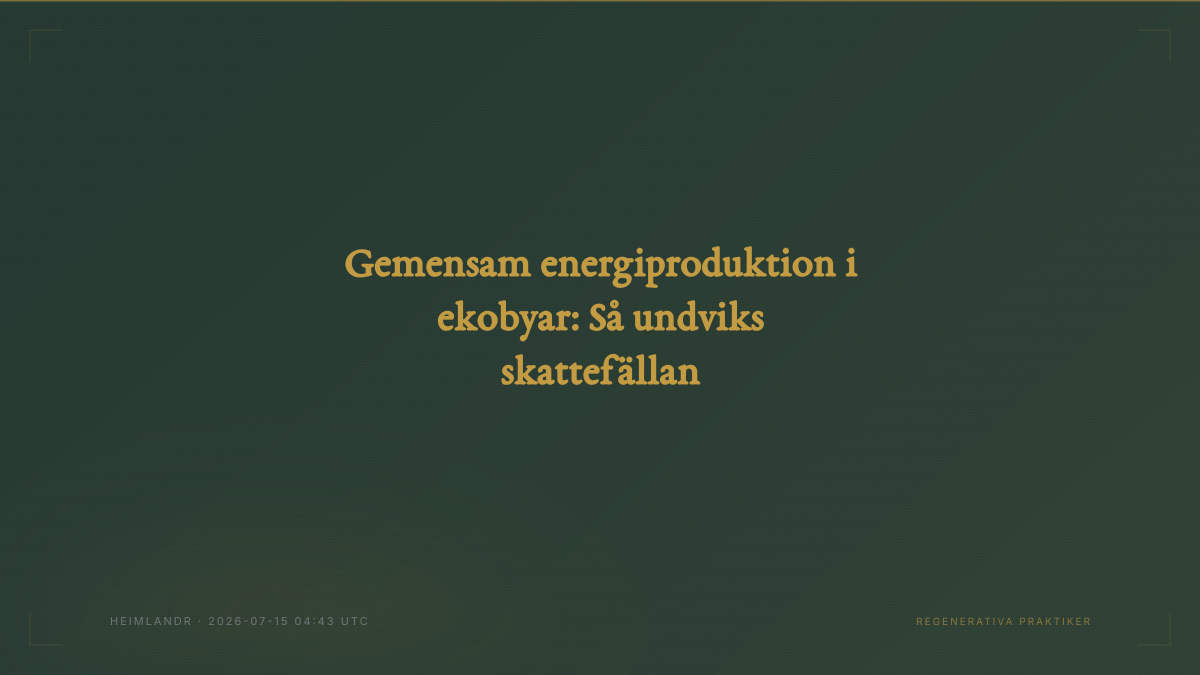 Gemensam energiproduktion i ekobyar: Så undviks skattefällan