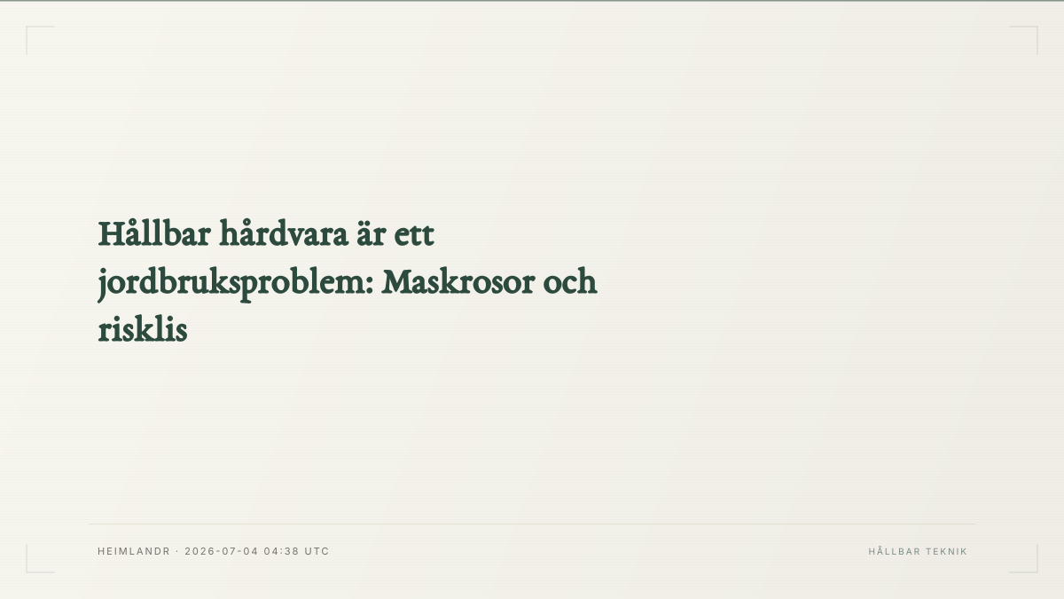 Hållbar hårdvara är ett jordbruksproblem: Maskrosor och risklis