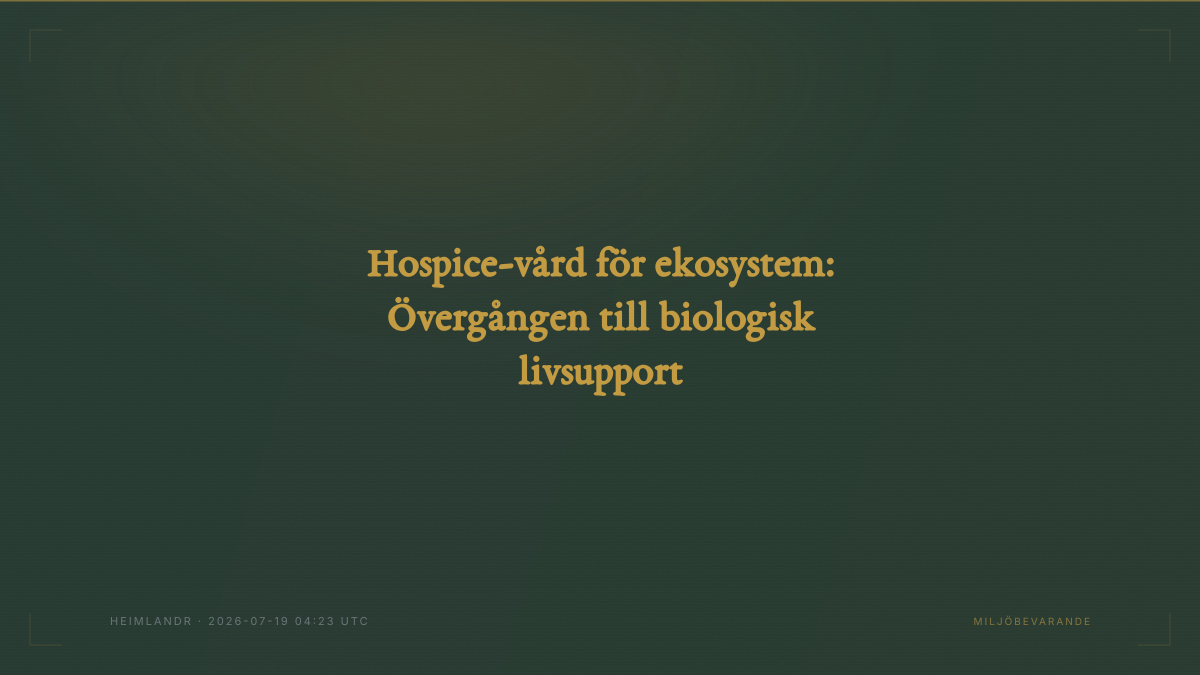 Hospice-vård för ekosystem: Övergången till biologisk livsupport
