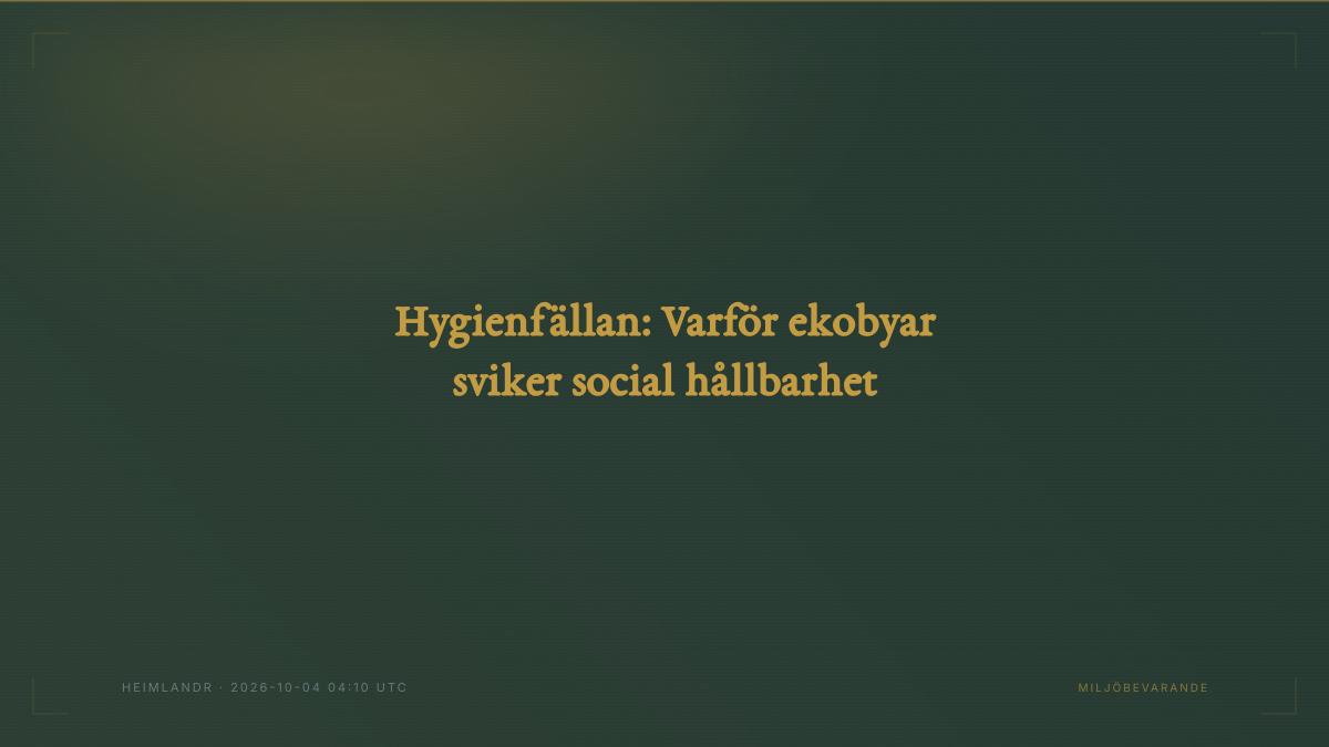 Hygienfällan: Varför ekobyar sviker social hållbarhet