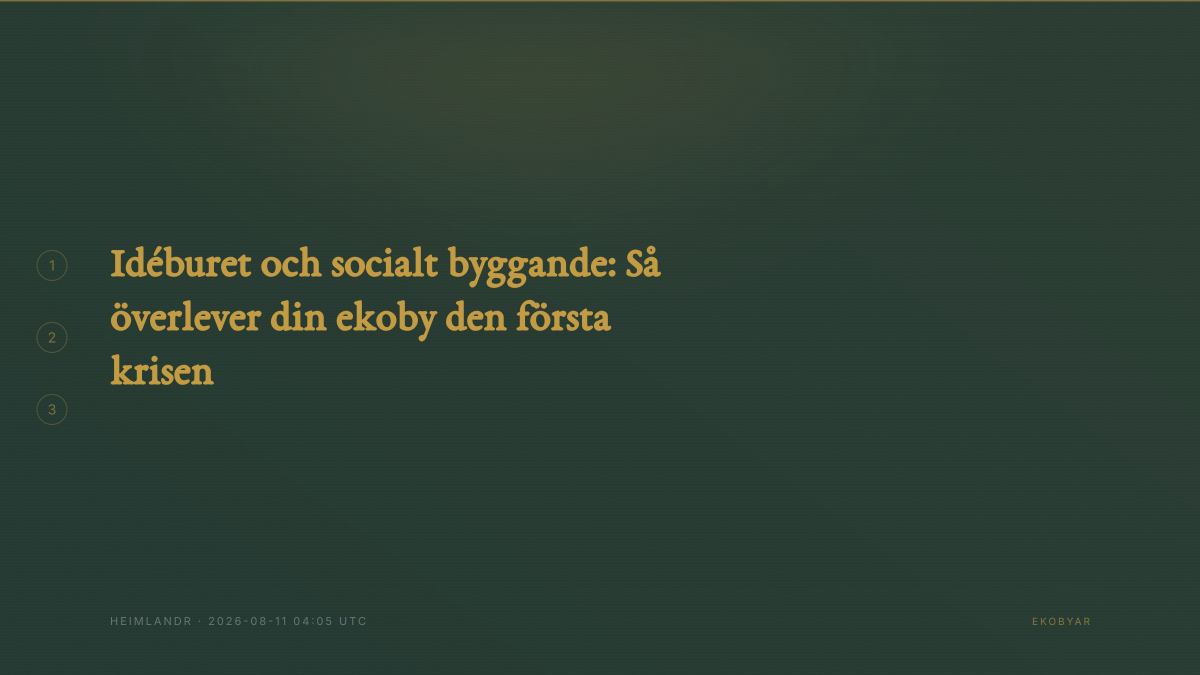 Idéburet och socialt byggande: Så överlever din ekoby den första krisen