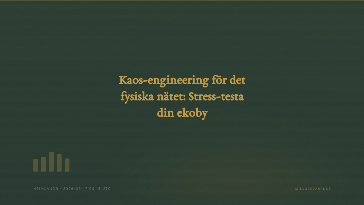 Kaos-engineering för det fysiska nätet: Stress-testa din ekoby