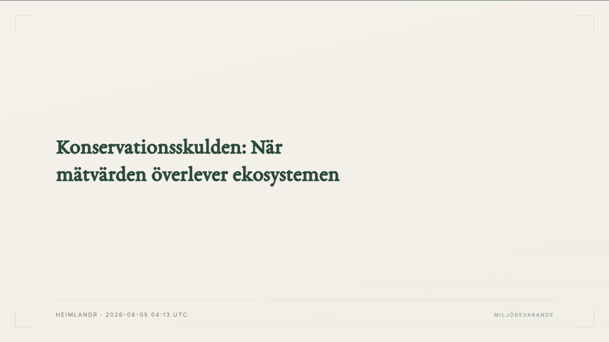 Konservationsskulden: När mätvärden överlever ekosystemen