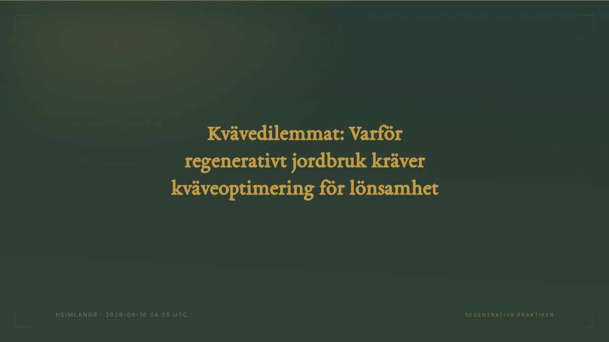 Kvävedilemmat: Varför regenerativt jordbruk kräver kväveoptimering för lönsamhet