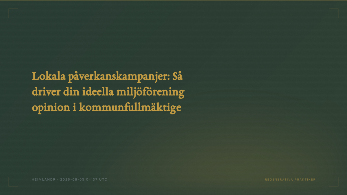 Lokala påverkanskampanjer: Så driver din ideella miljöförening opinion i kommunfullmäktige
