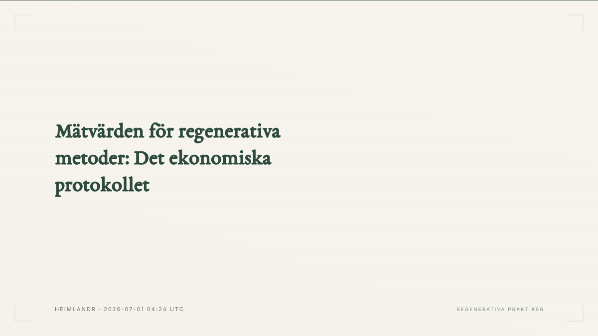Mätvärden för regenerativa metoder: Det ekonomiska protokollet