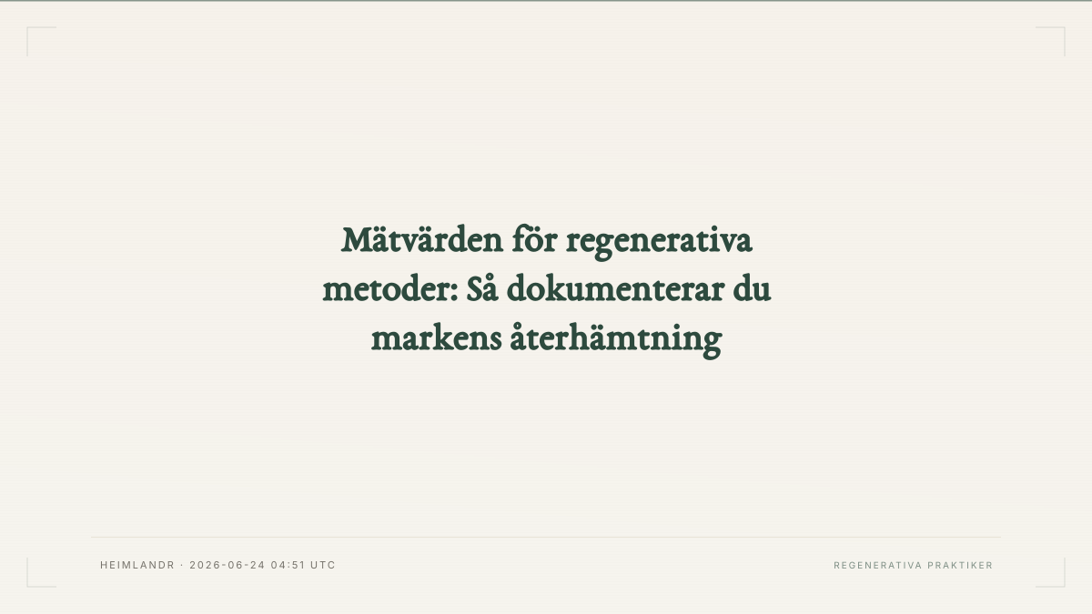 Mätvärden för regenerativa metoder: Så dokumenterar du markens återhämtning